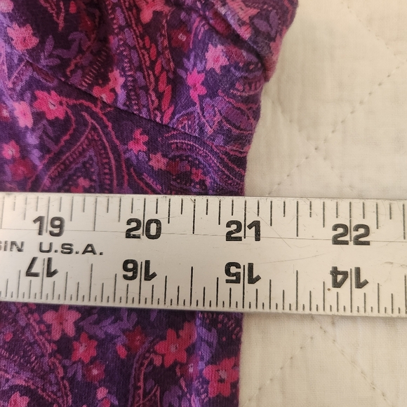 J. Jill Purple Paisley Scoop Neck Short Sleeve Cotton Top - Picture 3 of 5